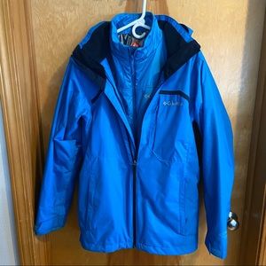 Women’s blue Columbia 3-in-1 interchange jacket